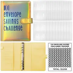 GENERICO - Carpeta De Ahorro De Dinero Con 100 Sobres, Libreta Dorado