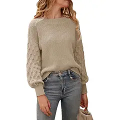 TIOZONEY - Suéter casual de manga larga - Beige