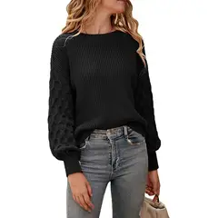 TIOZONEY - Suéter casual de manga larga - Negro