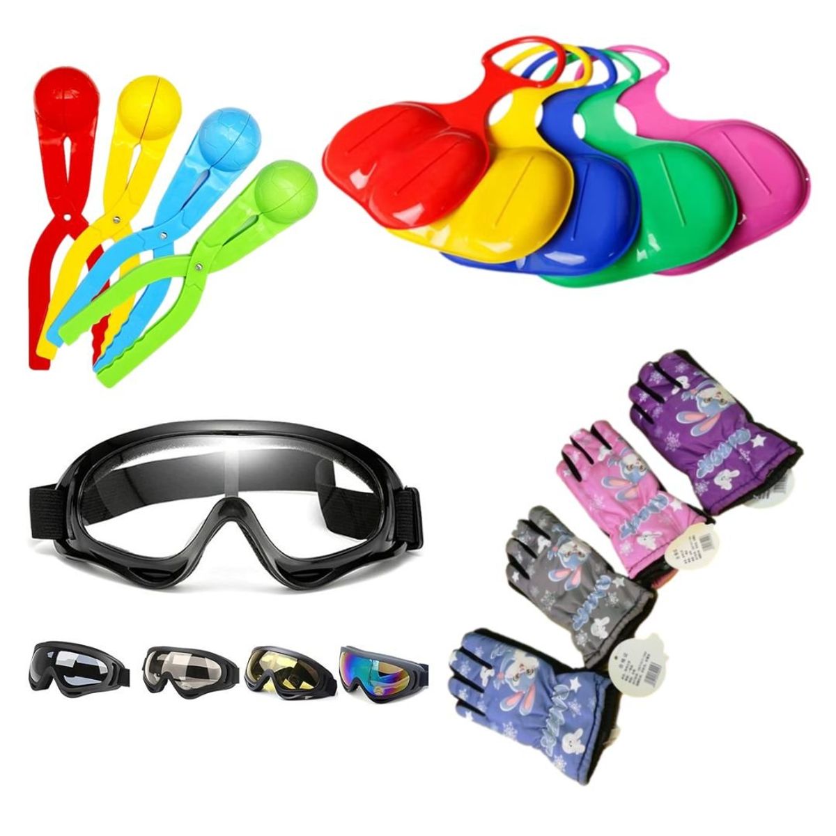 GENERICO - Conjunto Trineo Nieve Antiparra MoldeBolas Guantes Coneja