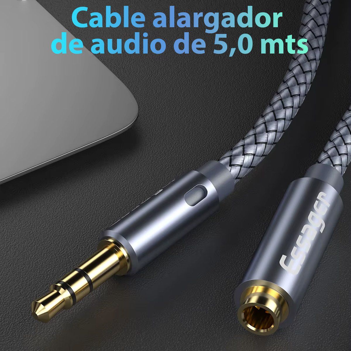 GENERICO - Cable Auxiliar Audio Jack 3,5mm De 5 Metros Universal