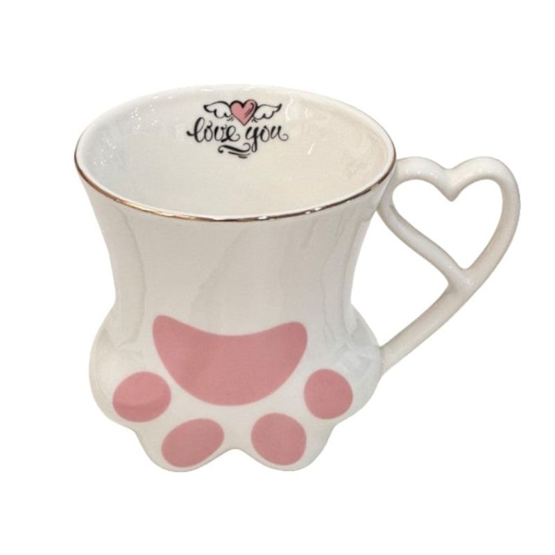 GENERICO - Mug, Taza Cerámica Huellita, Kawaii 300 ML Blanco