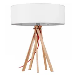TEMPORA - Lámpara sobremesa madera pantalla blanca