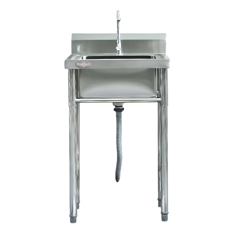 PROCHEF Lavafondos Acero Inoxidable 60x60x90 cm. Con Grifería