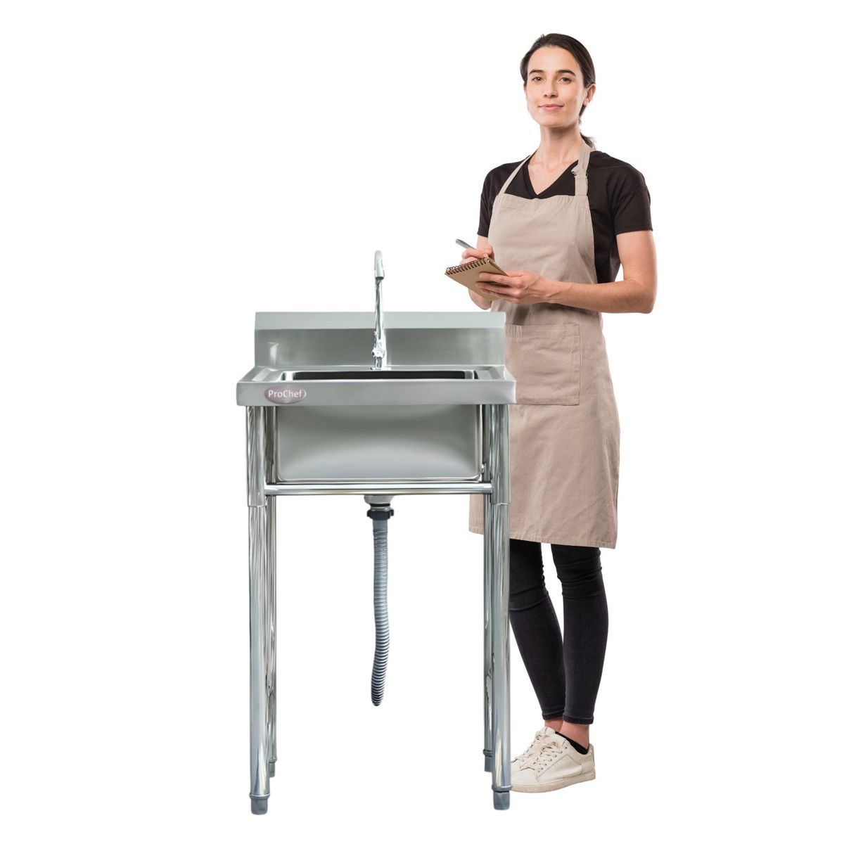 PROCHEF - Lavafondos Acero Inoxidable 60x60x90 cm. Con Grifería