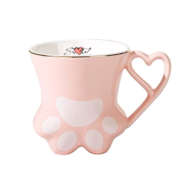 GENERICO - Mug, Taza Cerámica Huellita, Kawaii 300 ML Rosa