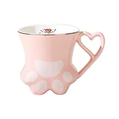 GENERICO - Mug, Taza Cerámica Huellita, Kawaii 300 ML Rosa