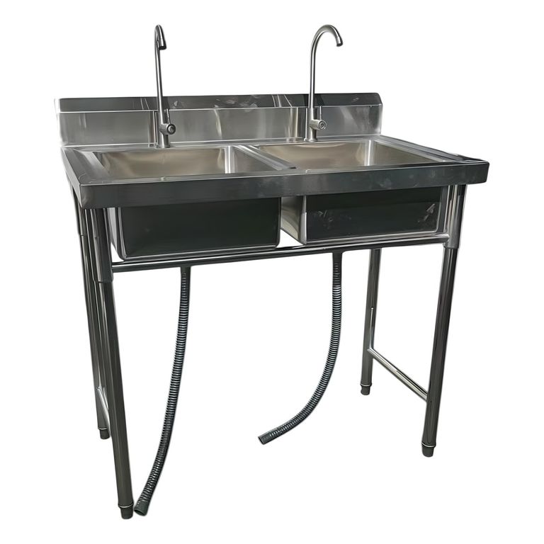 PROCHEF Lavafondos Doble Acero Inox. 100x60x90 cm. Con Grifería
