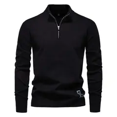 TIOZONEY - Camisa de punto con media cremallera para hombre