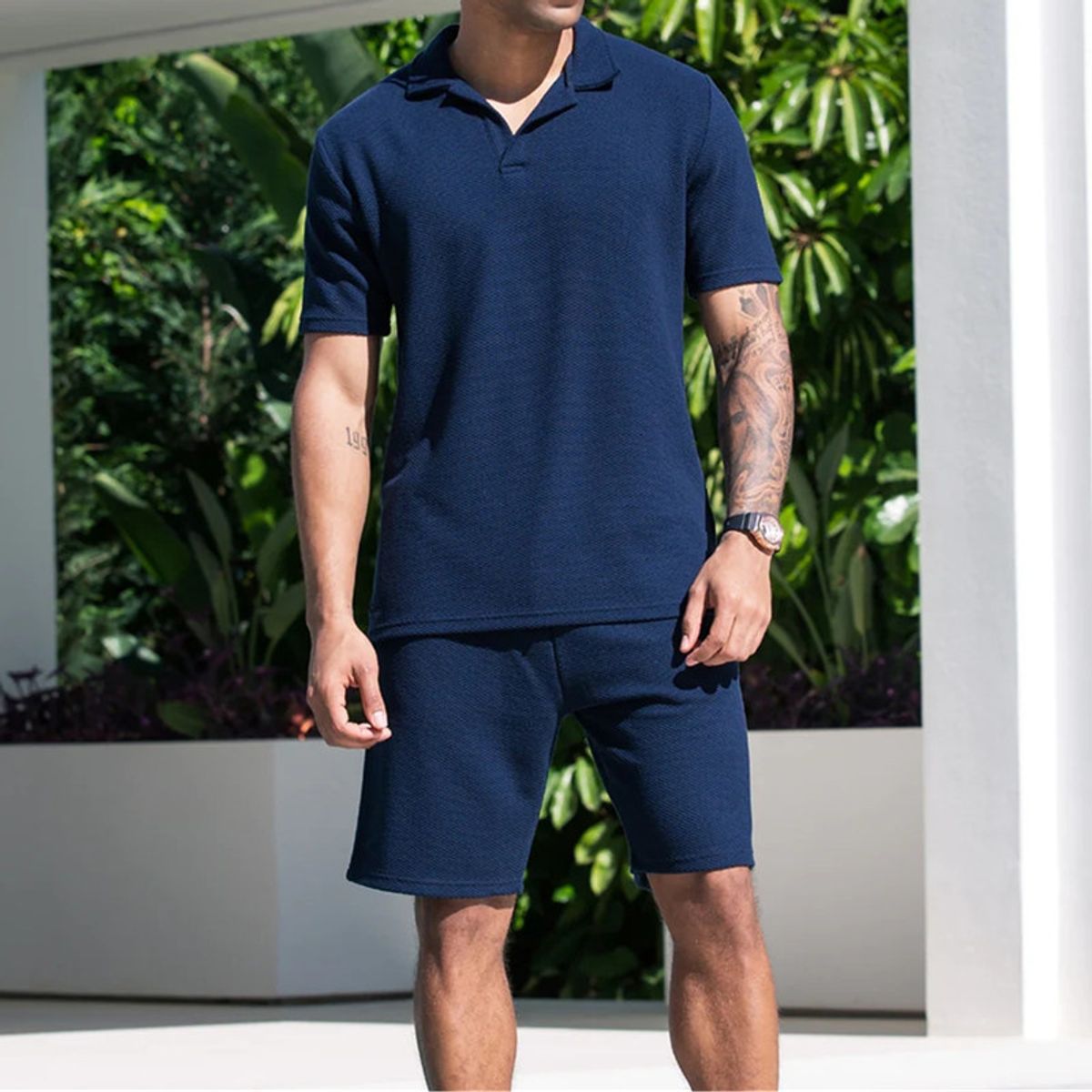 TIOZONEY - Traje de Verano Polera Polo Casual Hombres