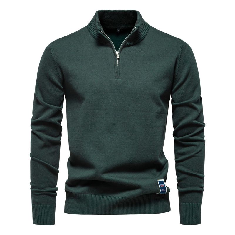 TIOZONEY - Camisa de punto con media cremallera para hombre