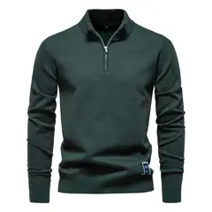 TIOZONEY - Camisa de punto con media cremallera para hombre