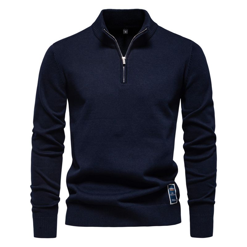 TIOZONEY - Camisa de punto con media cremallera para hombre