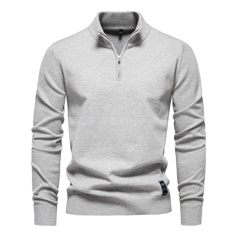TIOZONEY - Camisa de punto con media cremallera para hombre