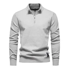 TIOZONEY - Camisa de punto con media cremallera para hombre