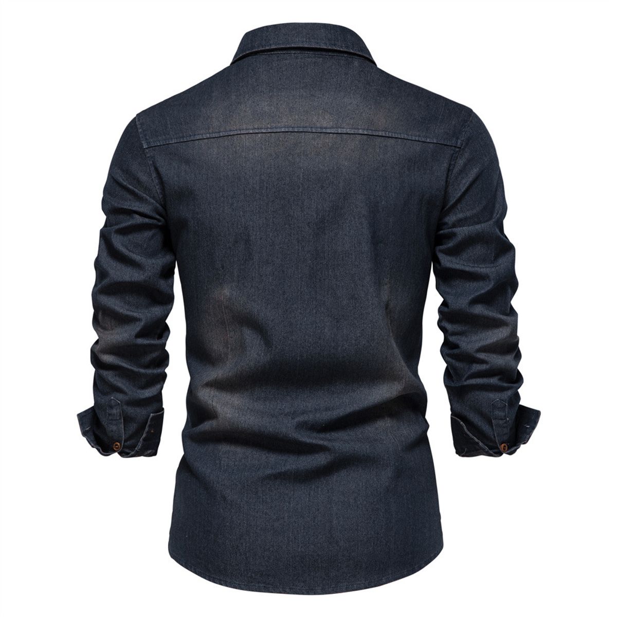TIOZONEY - Camisa vaquera de manga larga para hombre