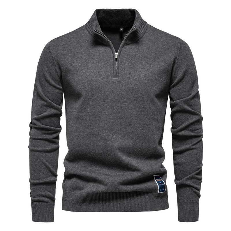 TIOZONEY - Camisa de punto con media cremallera para hombre