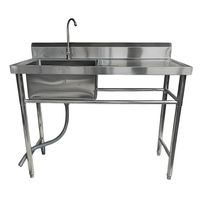 Lavafondos Acero Inox. 120x60x90 cm. Secador derecho