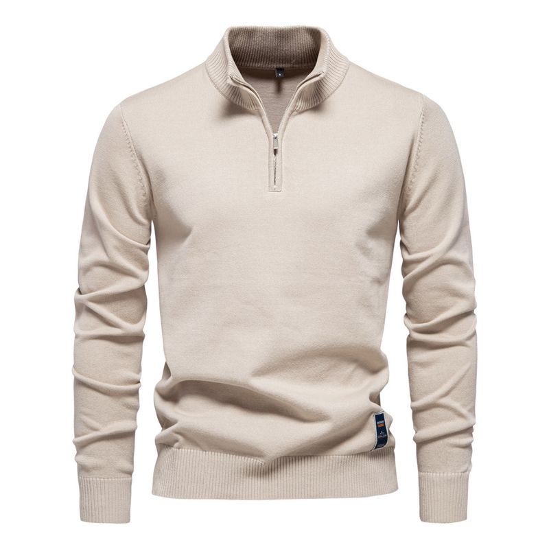 TIOZONEY - Camisa de punto con media cremallera para hombre