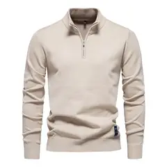 TIOZONEY - Camisa de punto con media cremallera para hombre