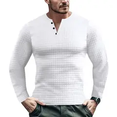 TIOZONEY - Polera Casual Manga Larga Hombre