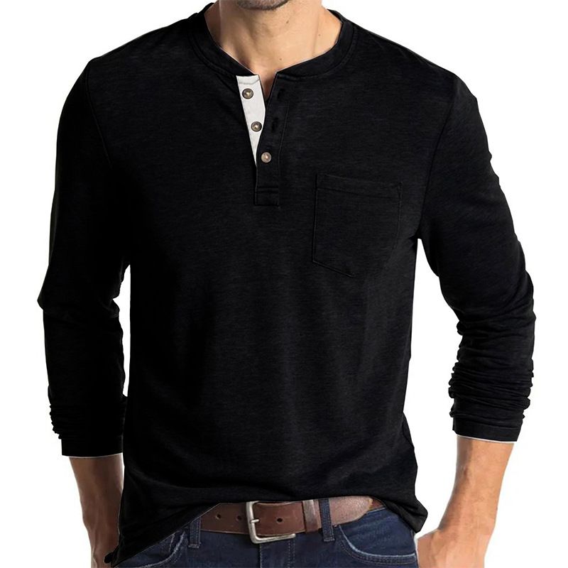 TIOZONEY - Polera Manga Larga Algodón Hombre