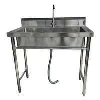 Lavafondos Acero Inoxidable 100x60x90 cm. Con Grifería