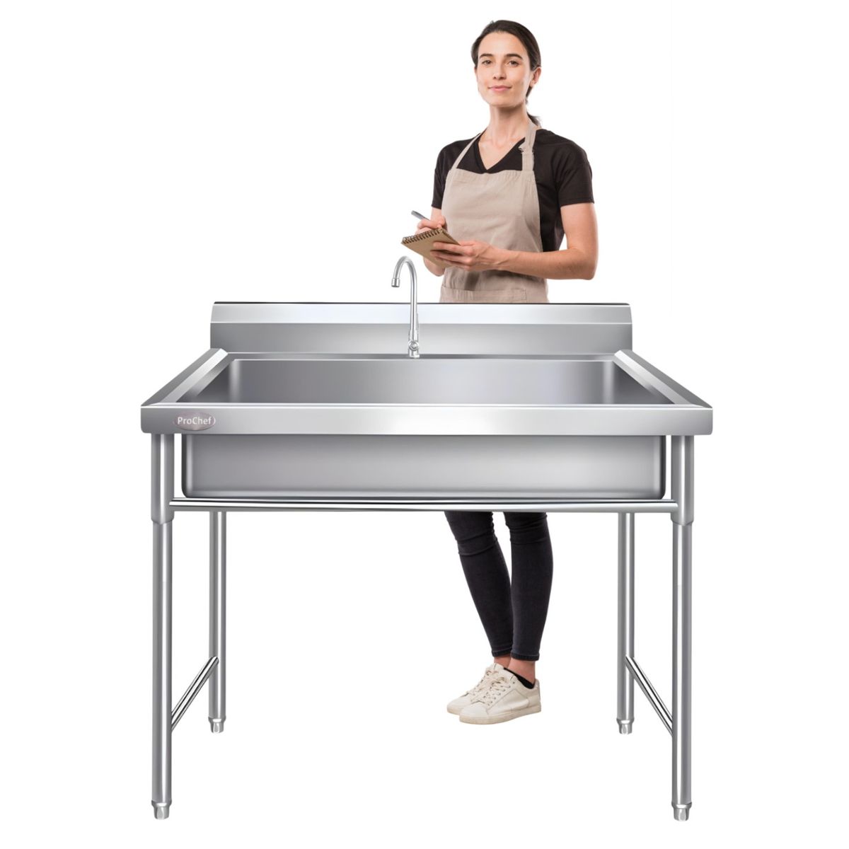 PROCHEF - Lavafondos Acero Inoxidable 100x60x90 cm. Con Grifería