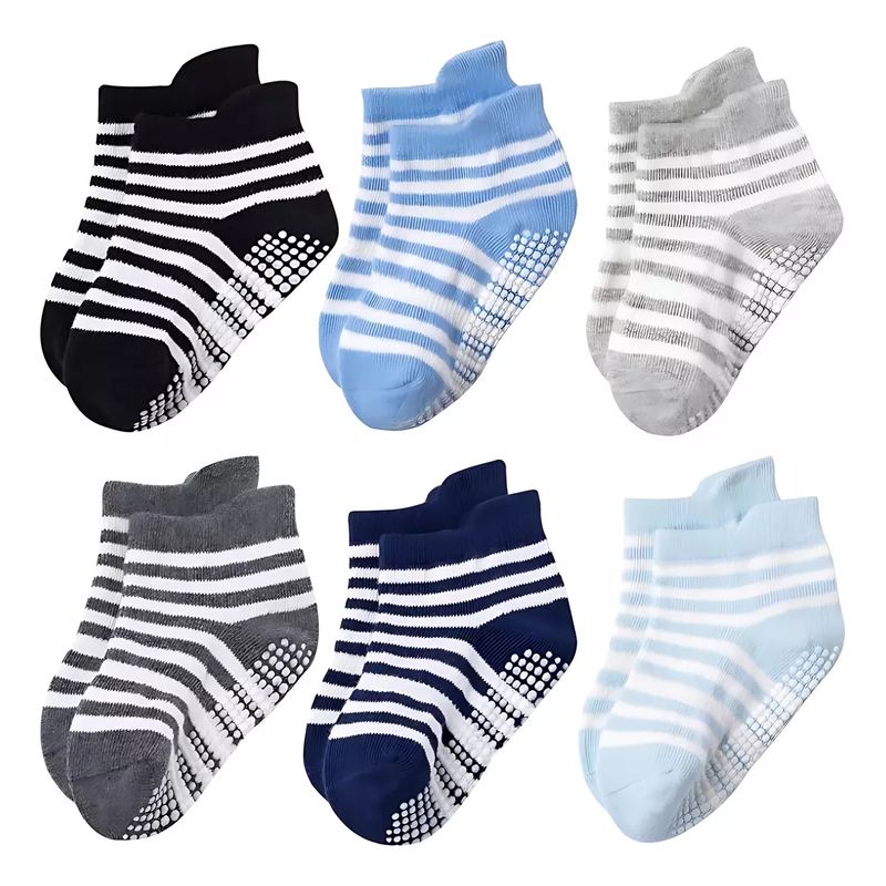 TIOZONEY - Calcetines Antiderrapantes Para Niños Calcetas Bebé 6 Pares