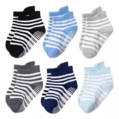 TIOZONEY - Calcetines Antiderrapantes Para Niños Calcetas Bebé 6 Pares