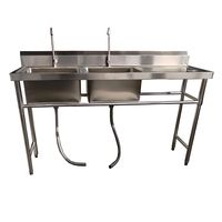 Lavafondos Doble Acero Inox. 175x60x90 cm. Secador derecho