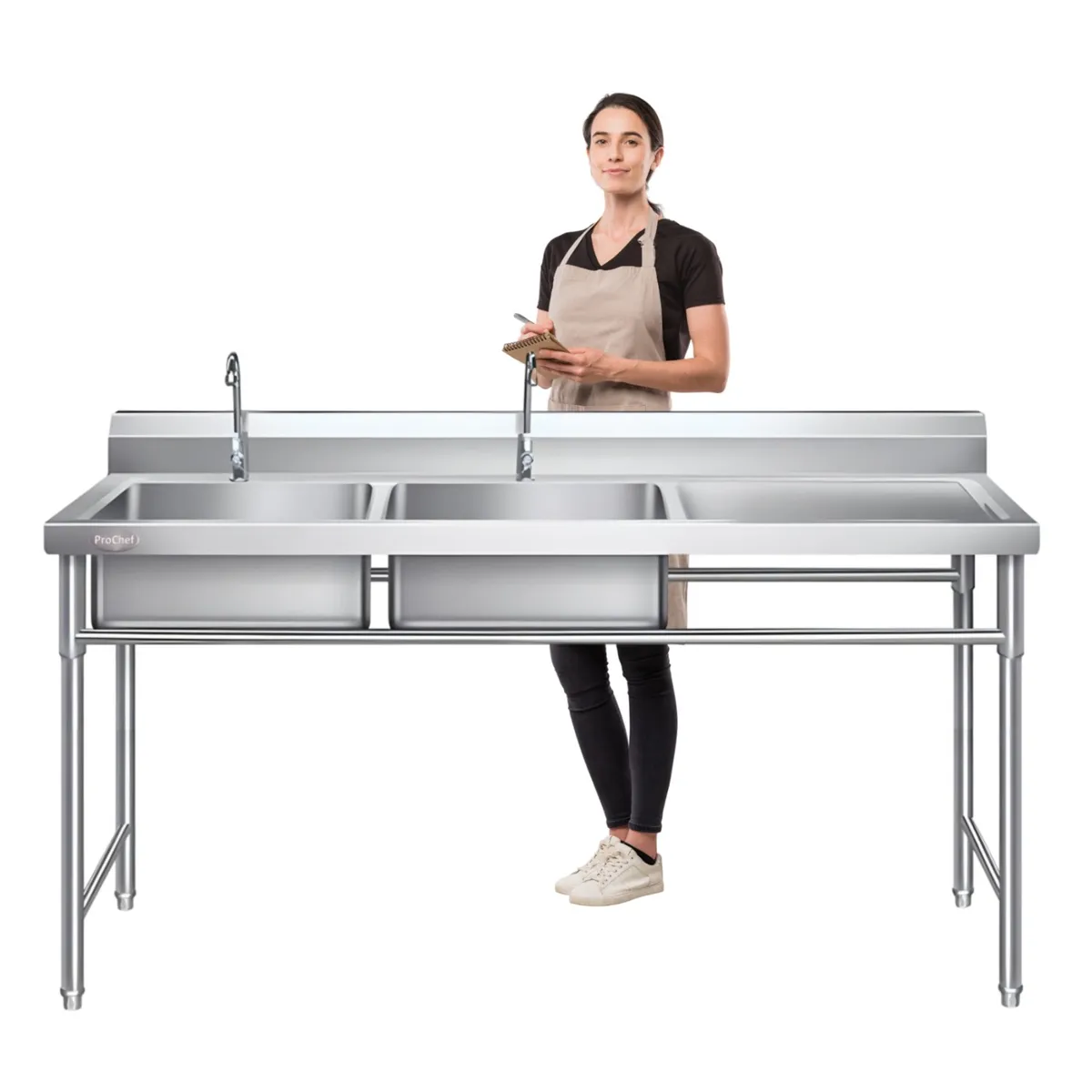 PROCHEF - Lavafondos Doble Acero Inox. 175x60x90 cm. Secador derecho