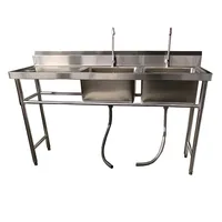 Lavafondos Doble Acero Inox. 175x60x90 cm. Secador izquierdo