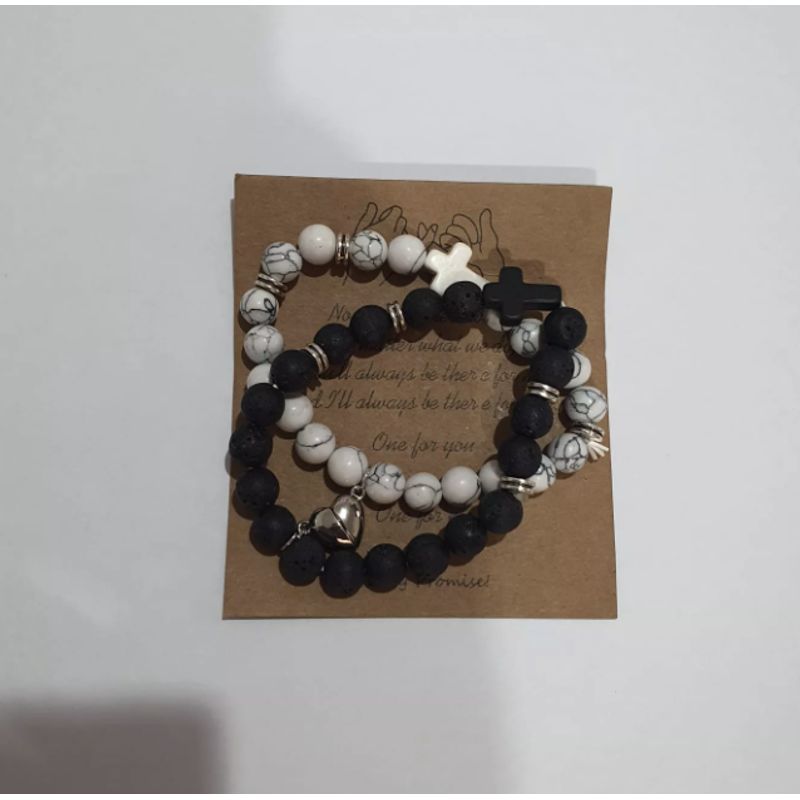 GENERICO - Pulseras X2 Pajeras Creyentes Cruz Corazon Iman