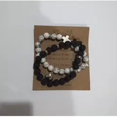 GENERICO - Pulseras X2 Pajeras Creyentes Cruz Corazon Iman