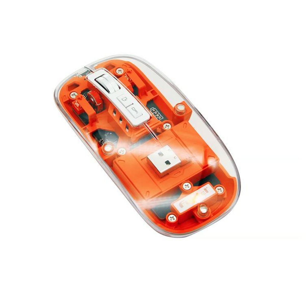 FUJITEL - Mouse Inalámbrico Fujitel Crystal 24g Bt Naranja