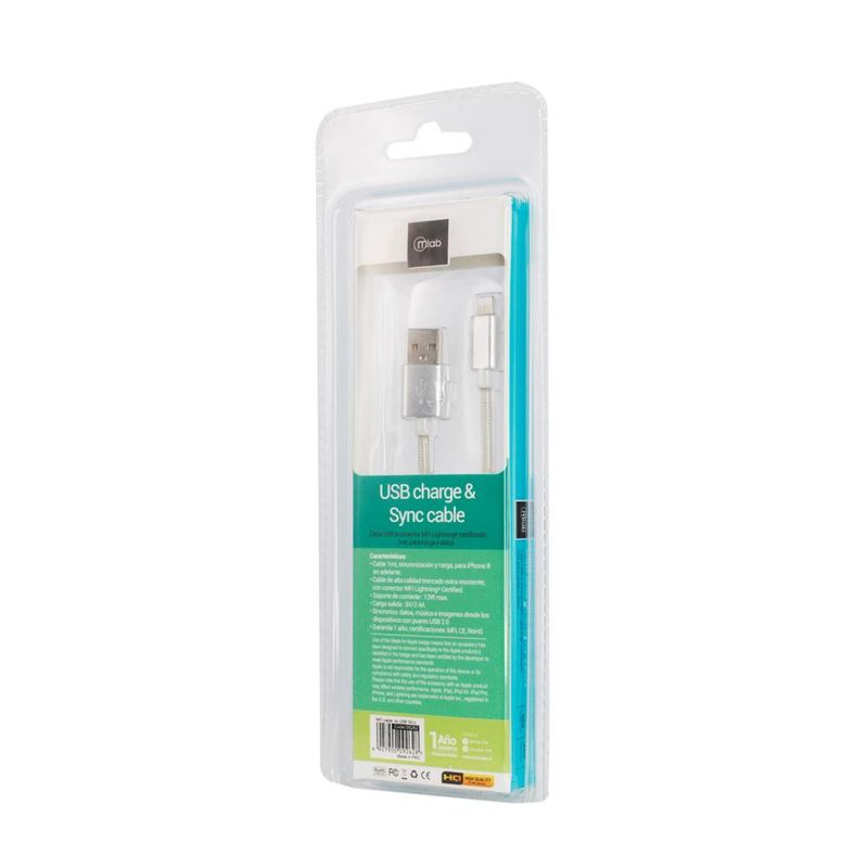 MLAB - Cable Certificado Lightning a USB Silver