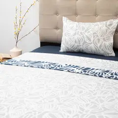 DORAL - Juego de sábanas polar estampadas 1,5 plaza hoja gris