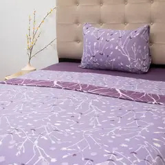 DORAL - Juego de sábanas polar estampadas 1,5 plaza lila