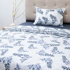 DORAL - Juego de sábanas polar estampadas 1,5 plaza rama azul