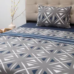 DORAL - Juego de sábanas polar estampadas 1,5 plaza rombo gris
