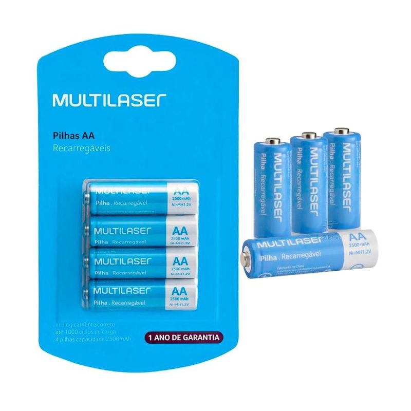MULTILASER - Pilas Aa Recargables X4 2500mah Multilaser Fx