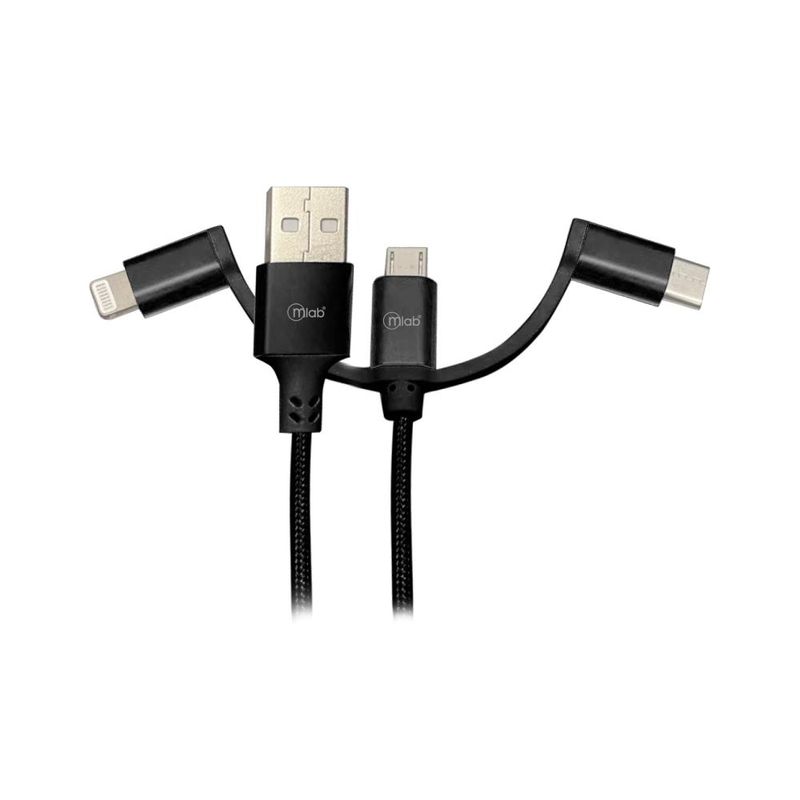 MLAB - Cable Certificado USB 3 en 1 multi connector Negro Mlab
