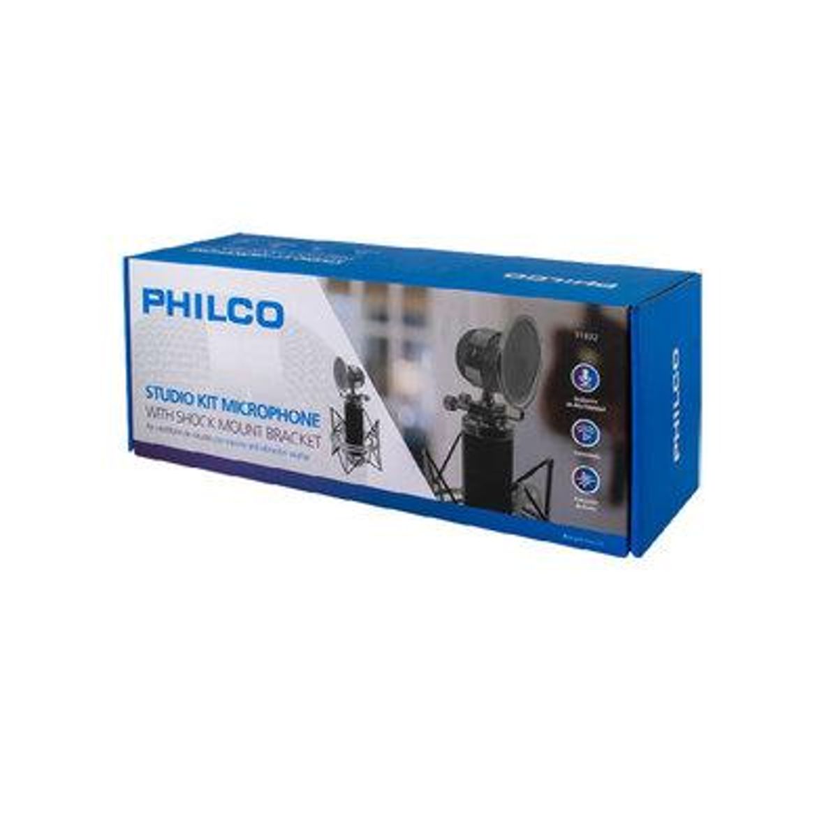 PHILCO - Studio Microphone Con Soporte Philco Anti-pop Metálico