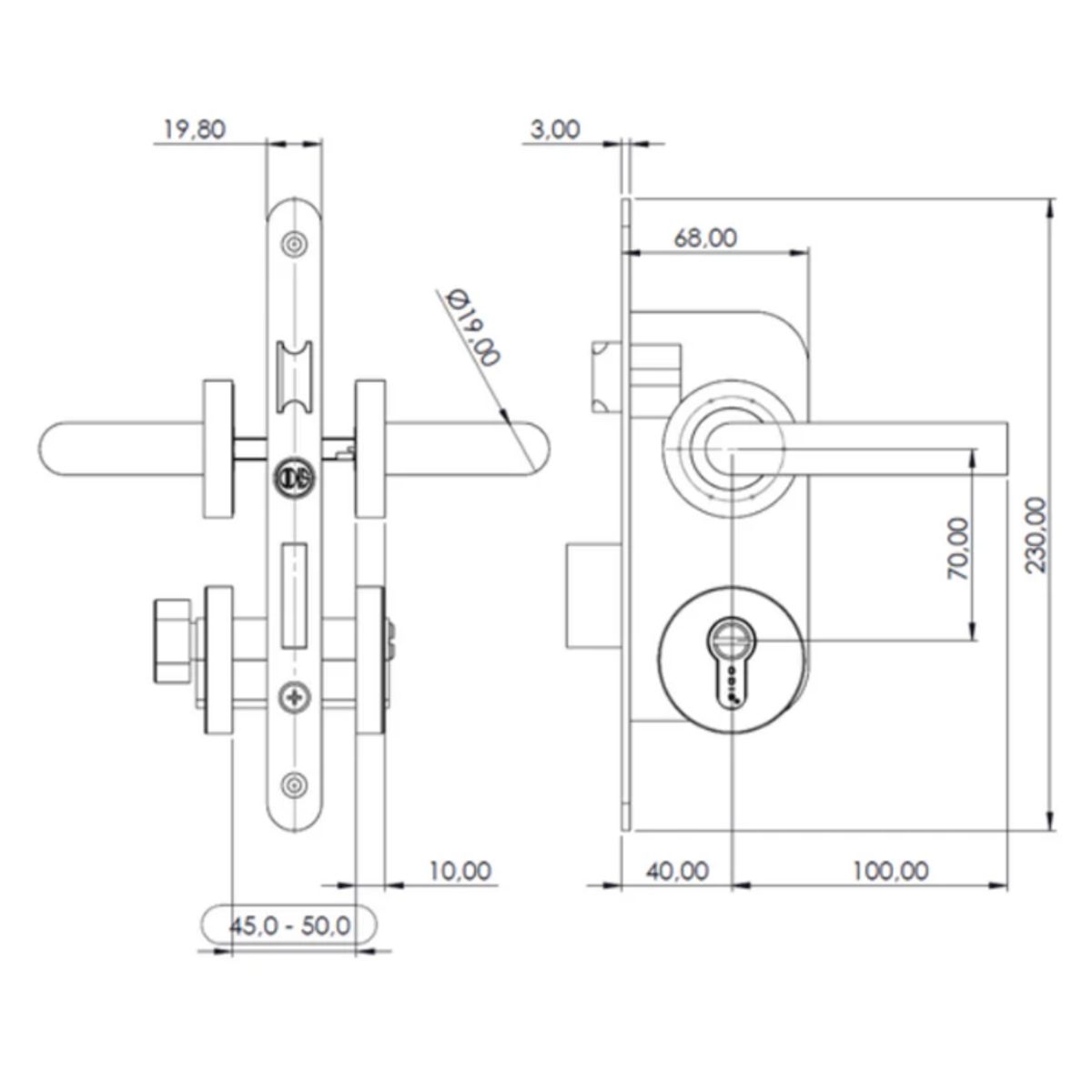 ODIS - Cerradura Embutir 102 Dormitorio M2380 Inox Odis
