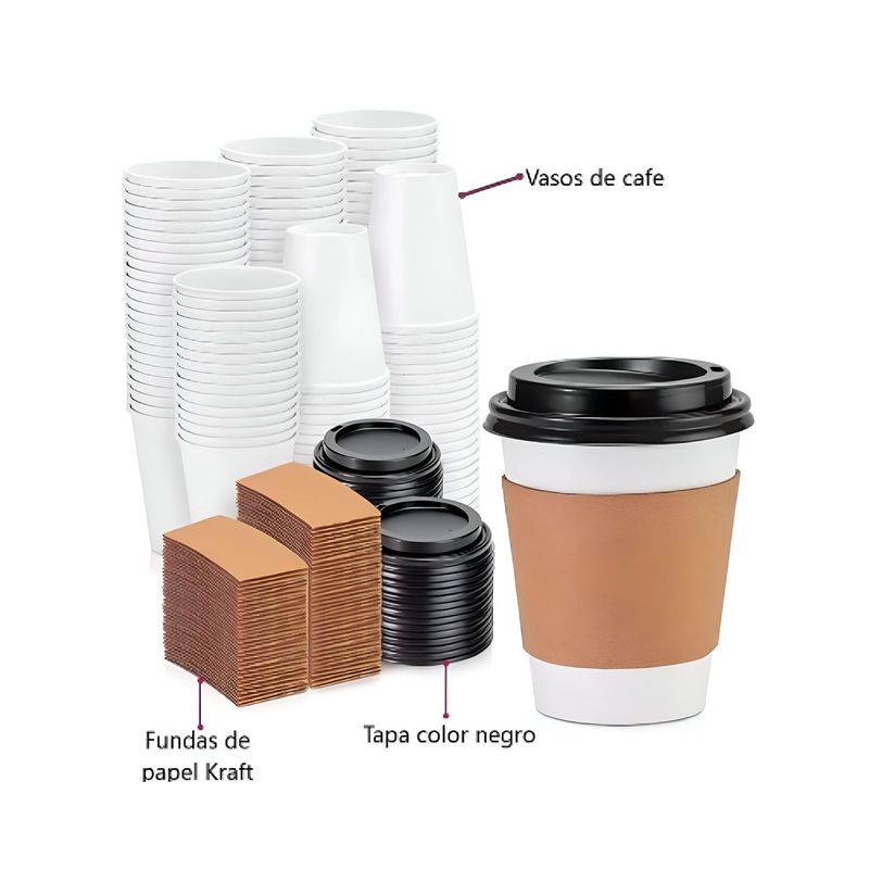 GENERICO - Vasos Cafe Con Tapa 12oz 50und