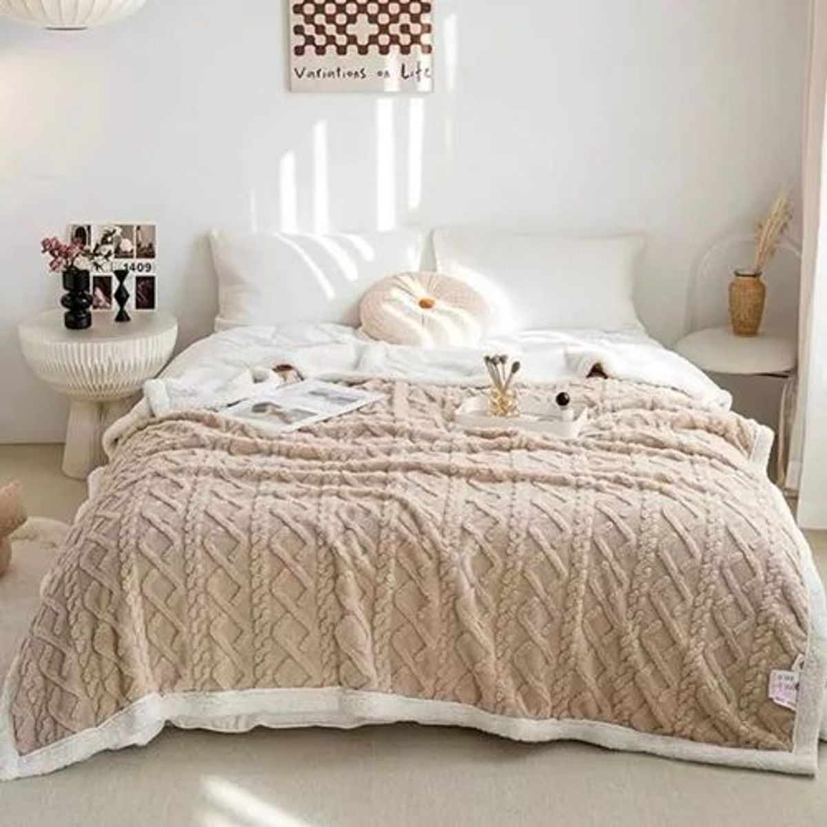 GENERICO - Frazada Colcha Polar Chiporro Dos Plazas 200x230cm 2p BEIGE