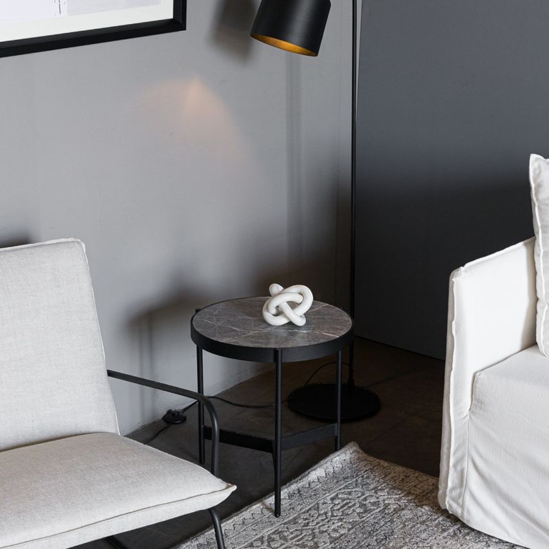 FORASTERO - Mesa Lateral Bianca Marmol Gris Forastero