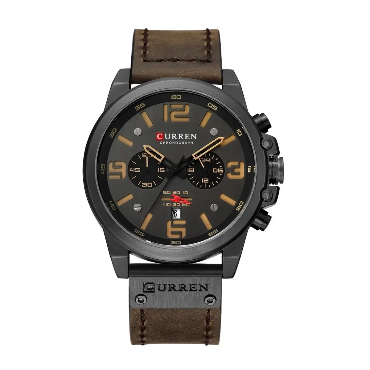 GENERICO - Reloj de Pulsera Hombre Curren Cuarzo Correa cuero de Lujo  Analogo Cronógrafo Modelo M1