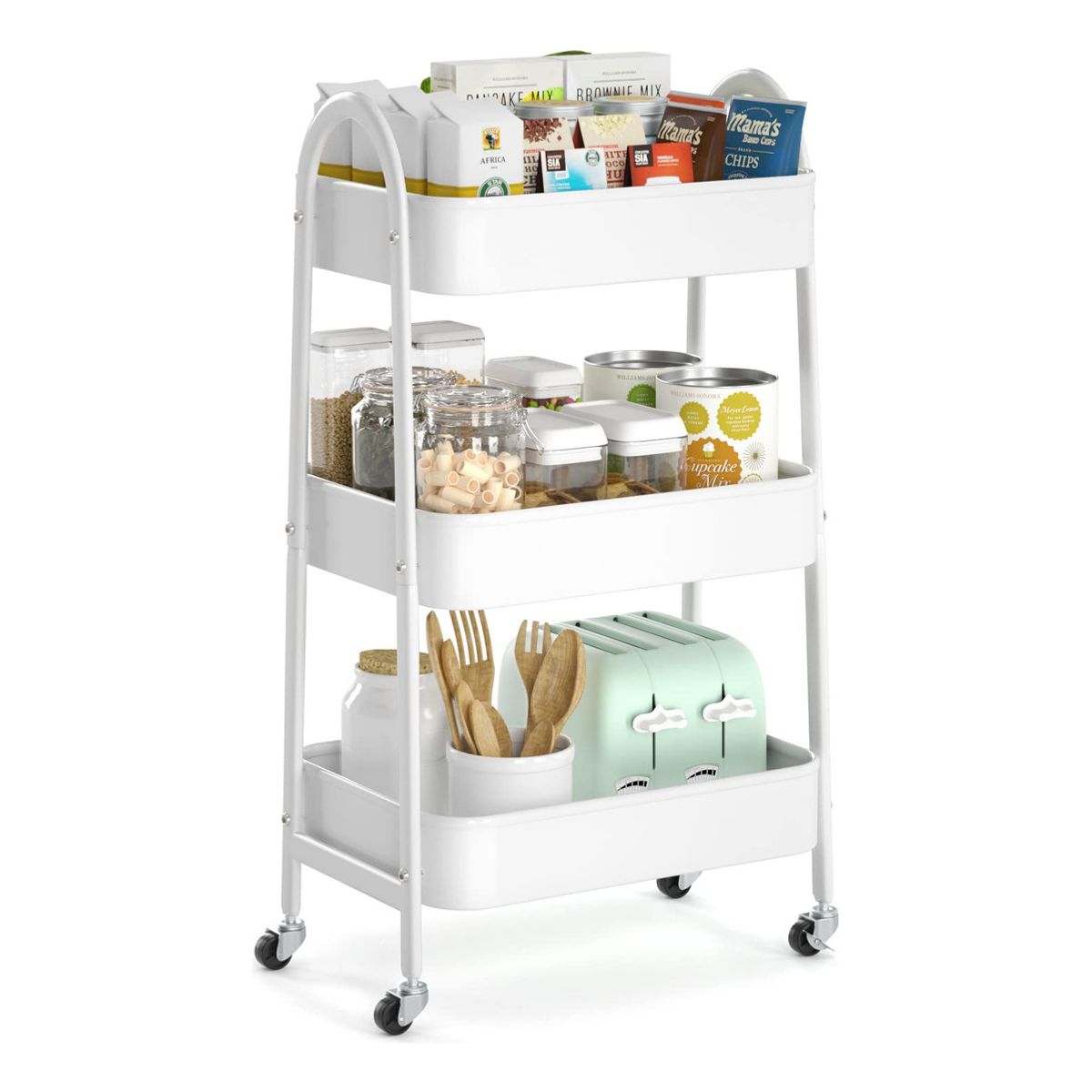 GENERICO - Carro Organizador Multiuso 3 Niveles Almacenamiento 4 Ruedas